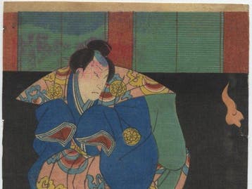 Bando Hikosaburo dans le rôle de Tadanobu et le renard -