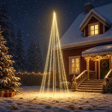 vidaXL Kerstboomverlichting met grondspies en vlaggenmast, Verzenden, Nieuw
