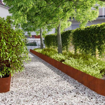 vidaXL Gazonrand 20 pcs 25 x 103 cm weervast staal Roestig, Tuin en Terras, Bielzen en Borduren, Verzenden, Nieuw