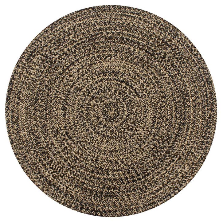 vidaXL Vloerkleed handgemaakt 120 cm jute zwart en naturel, Maison & Meubles, Ameublement | Tapis & Moquettes, Envoi