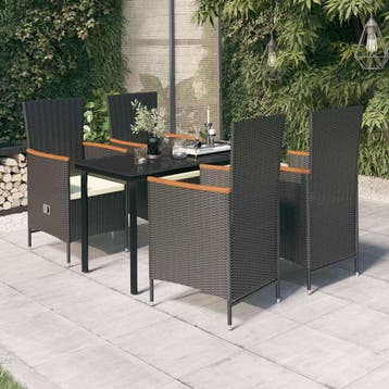vidaXL 5-delige Tuinset met kussens zwart, Verzenden, Tuinset