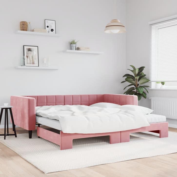 vidaXL Slaapbank onderschuifbed en matrassen 100x200 cm, Huis en Inrichting, Slaapkamer | Bedden, Nieuw, Verzenden