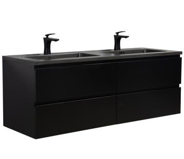Badkamermeubel Set Angela 140cm Mat Zwart Badmeubel, Huis en Inrichting, Badkamer | Badkamermeubels, Verzenden, Nieuw