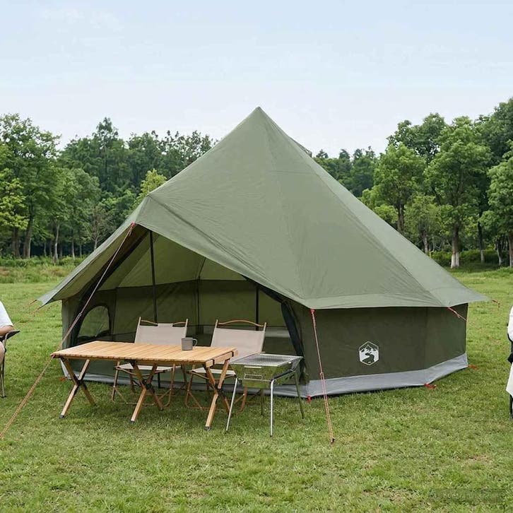 vidaXL Tipi Tent Olijfgroen 500 x 500 x 300 cm Polyester en, Caravanes & Camping, Tentes, Envoi