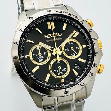 Seiko - Chronograph Black Dial 100m. Date Tachymeter - Sans