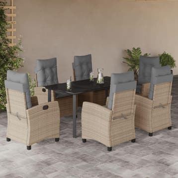 vidaXL 7-delige Tuinset met kussens poly rattan gemengd, Verzenden, Tuinset