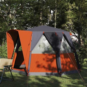 vidaXL Cabin Tent 3-Person met dak Grijs en Oranje 320 x 320, Verzenden, Nieuw