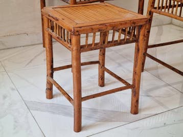 Vintage Bambus Satztische – 3-Teiliges Beistelltisch Set -