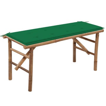 vidaXL Tuinbank inklapbaar met kussen 118 cm bamboe, Verzenden, Nieuw