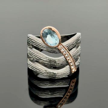 Argent - Bague - aigue-marine, Bijoux, Sacs & Beauté, Bagues