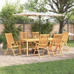 vidaXL Tuin Eettafel Set Opvouwbaar 7 pcs Bruin Massief, Verzenden