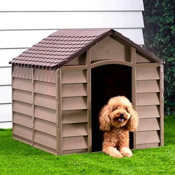 vidaXL Hondenhok 86x84x82 cm polypropeen bruin, Verzenden