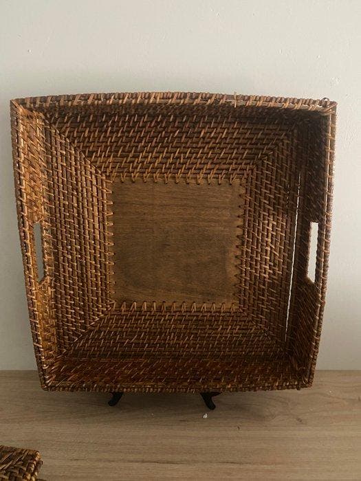 Onderbord (11) - Rattan - laadplaten, Antiek en Kunst, Antiek | Keukengerei
