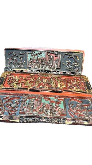 Trois panneaux en bois - Chine - Dynastie Qing (1644–1911)