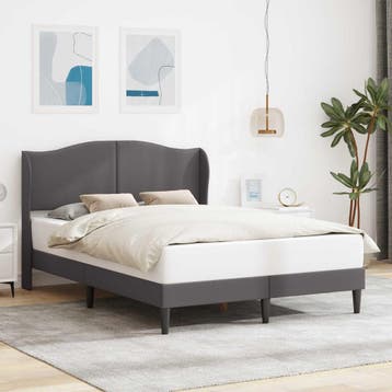 vidaXL Bedframe met hoofdeinde Grijs 160 x 200 cm Kunstleer, Huis en Inrichting, Slaapkamer | Bedden, Verzenden, Nieuw