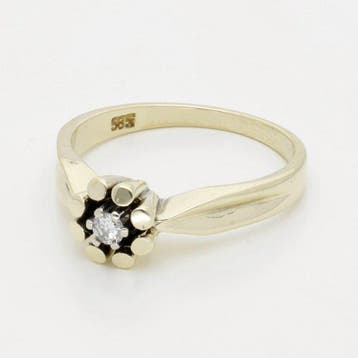 Ring - 14 karaat Geel goud Diamant (Natuurlijk)