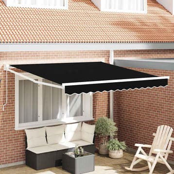 vidaXL Uitschuifbare luifel Zwart 350 x 250 cm, Verzenden, Nieuw