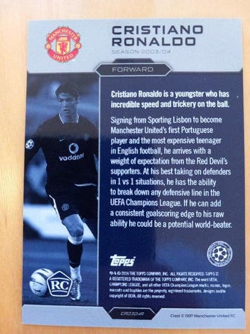 2003/04 Topps Topps Cristiano Ronaldo CRO304R Rookie-kaart -, Nieuw