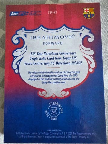 2024/25 Topps 125-Year Barcelona Anniversary Zlatan, Nieuw