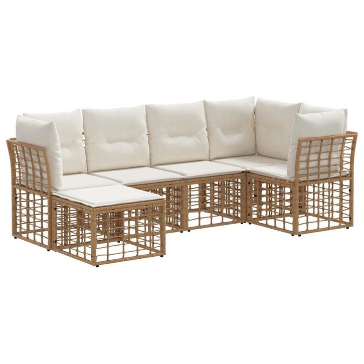 vidaXL Buiten bank set Naturel Polyester, Tuin en Terras, Tuinsets en Loungesets, Nieuw, Verzenden