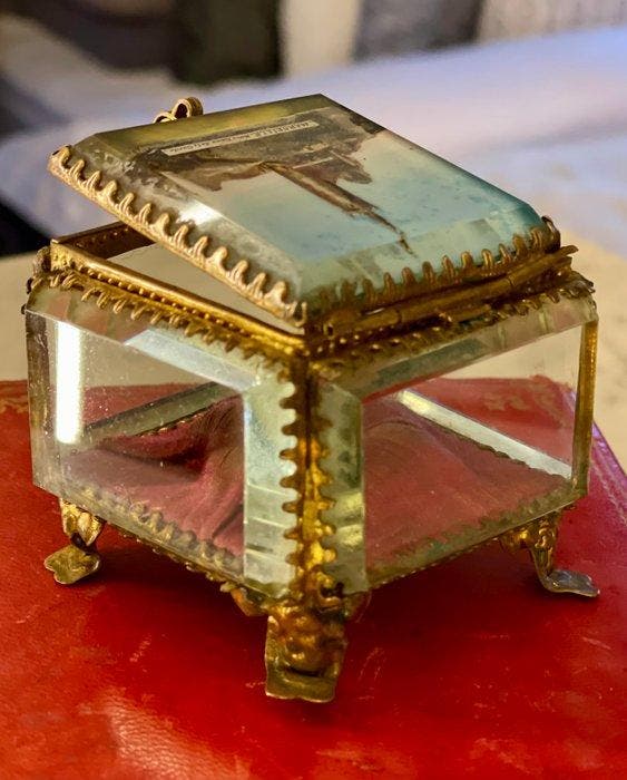 Sieradendoos - Glas, Metaal - Ormolu-doos, Antiquités & Art, Curiosités & Brocante