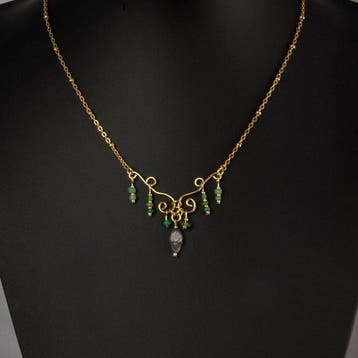 Oud-Romeins Ketting met Romeinse groene glazen kralen