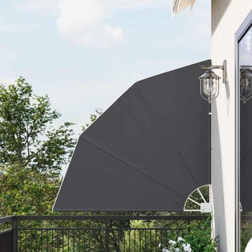 vidaXL Balkon Privacy Scherm 140 x 140 cm Polyester Zwart, Verzenden