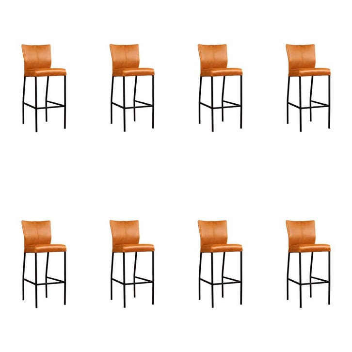 Set van 8 Leren barkrukken Revolt hoog - Vintage Cognac, Maison & Meubles, Tabourets de bar, Enlèvement ou Envoi