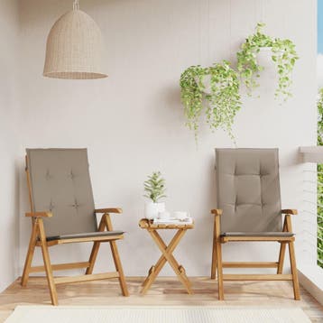 vidaXL Verstelbare klapstoelen met kussens, 2 stuks, massief, Verzenden