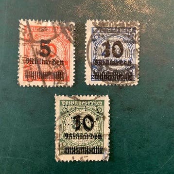 Empire allemand 1923 - Infla : dernière émission avec, Gestempeld