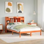vidaXL Bed met boekenkast zonder matras grenenhout wasbruin, Verzenden, Nieuw
