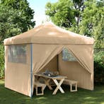 vidaXL Partytent inklapbaar pop-up met 4 zijwanden beige, Verzenden