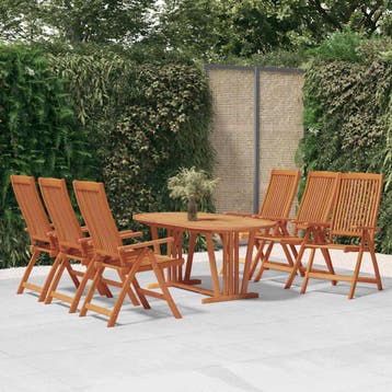vidaXL 7-delige Tuinset massief eucalyptushout, Verzenden, Nieuw, Tuinset