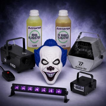 Halloween Set Pennywise Clown, Rook, UV, Strobe & UV Bubbels