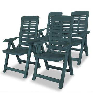 vidaXL Tuinstoelen 4 st verstelbaar kunststof groen, Verzenden, Nieuw