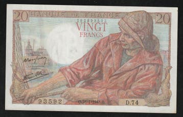 France Frankreich Pick 100 20 Francs Pecheur 28/01/1943 S 75, Verzenden, België