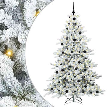 vidaXL Kunstmatige Hinged Kerstboom Wit 210 cm PVC en Staal, Verzenden, Nieuw
