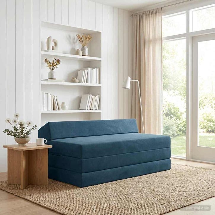 vidaXL Vouwbare Sofa Bed Blauw 120 x 60 x 49 cm Stof, Huis en Inrichting, Zetels | Zetels, Nieuw, Verzenden