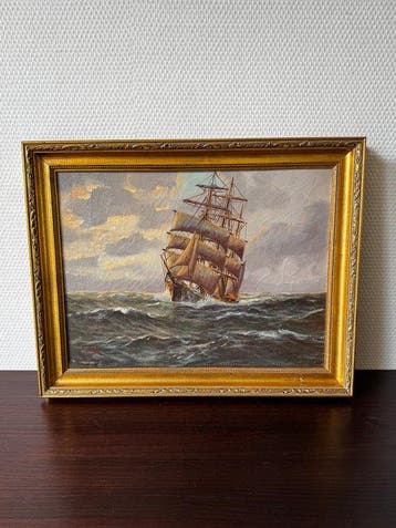 Alfred Gabali (1886-1963) - Schip op Zee, Antiek en Kunst, Kunst | Schilderijen | Klassiek