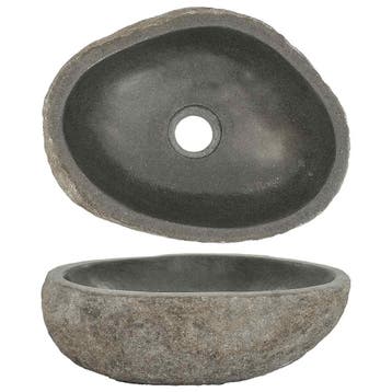 vidaXL Wastafel ovaal (29-38)x(24-31) cm riviersteen, Doe-het-zelf en Bouw, Sanitair, Verzenden, Nieuw