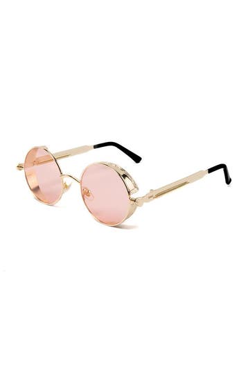 KIMU® Ronde Bril Steampunk Vintage Goud Montuur Rond Roze Gl, Ophalen of Verzenden