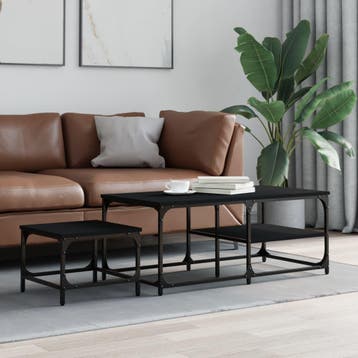 vidaXL 2-delige Tafeltjesset bewerkt hout zwart, Verzenden
