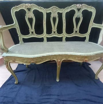 Sofa - Hout - Beweegbare gelakte bank., Antiek en Kunst