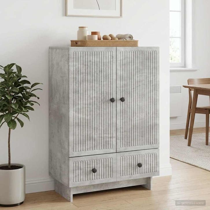 vidaXL Dressoir Beton Grijs 66 x 34,5 x 95 cm Geconstrueerd, Maison & Meubles, Armoires | Dressoirs, Envoi