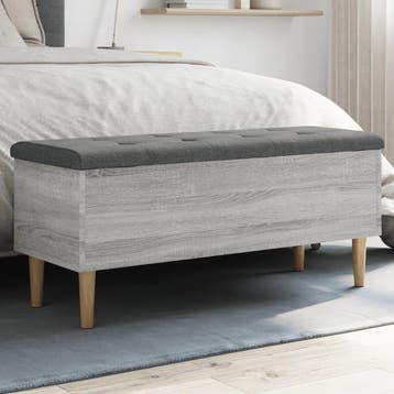 vidaXL Opbergbankje 102x42x46 cm bewerkt hout grijs sonoma, Verzenden, Nieuw