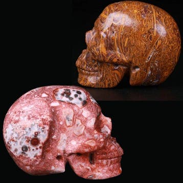 Schedelpaar 71 g Luipaardjaspis & 84 g Schrijfsteen –