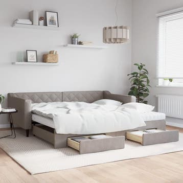 vidaXL Slaapbank met onderschuifbed en lades 100x200 cm stof, Verzenden, Nieuw