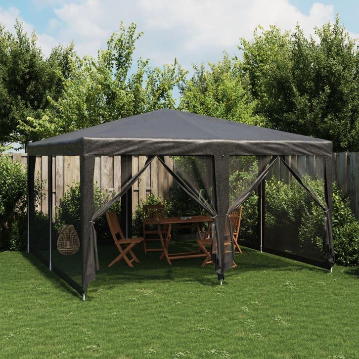 vidaXL Partytent met 8 mesh zijwanden 4x4 m HDPE, Tuin en Terras, Partytenten, Nieuw, Verzenden