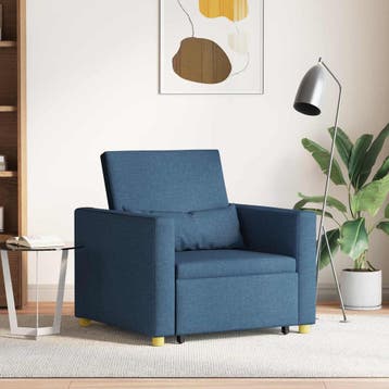 vidaXL Uittrekbare slaapbank eenpersoons Blauw 90 x 165 x 87, Verzenden, Nieuw