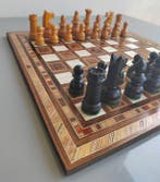 Schaakspel - Completo in legno con scacchiera intarsiata a